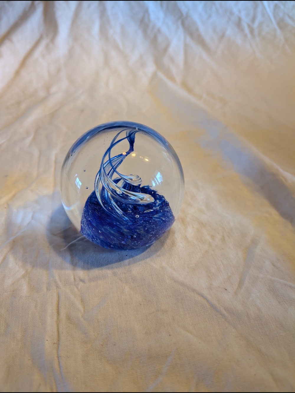 2/30$ Vintage Blue Glass Swirl Paperweight